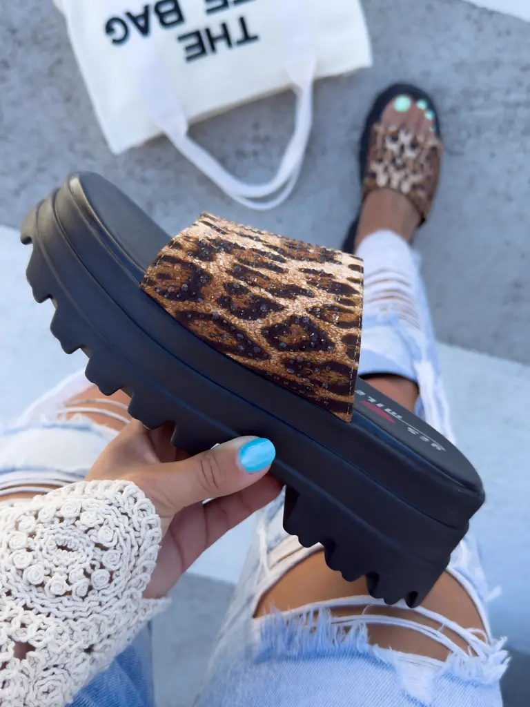 Leopardie platformové šľapky MERIEL