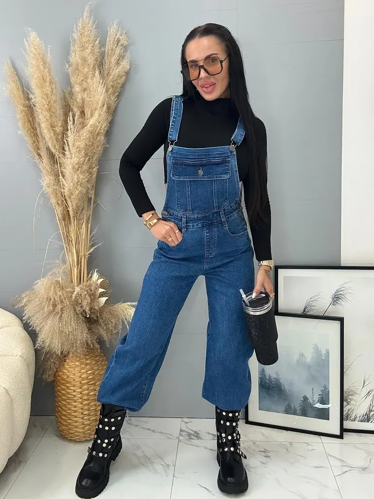 Modré wide-leg rifle na traky CLYRA - next