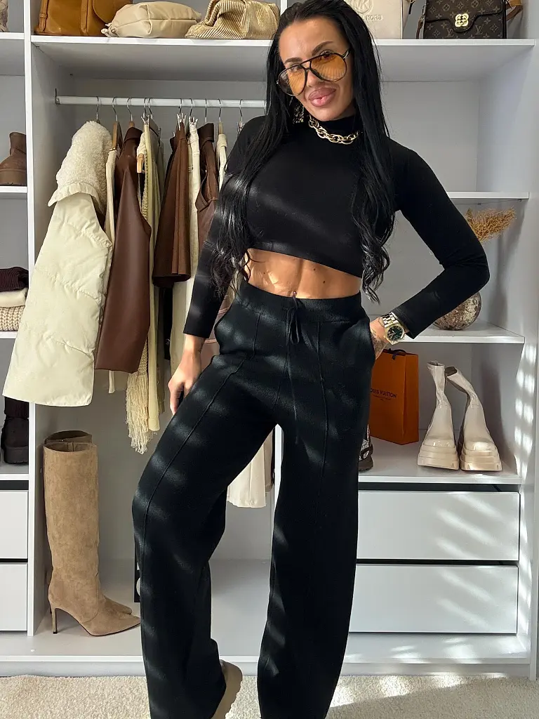 Pletené wide leg nohavice MAVIRA