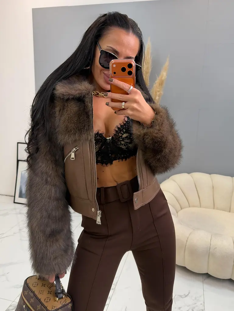 Kožená bunda s kožušinou RAMEE - next