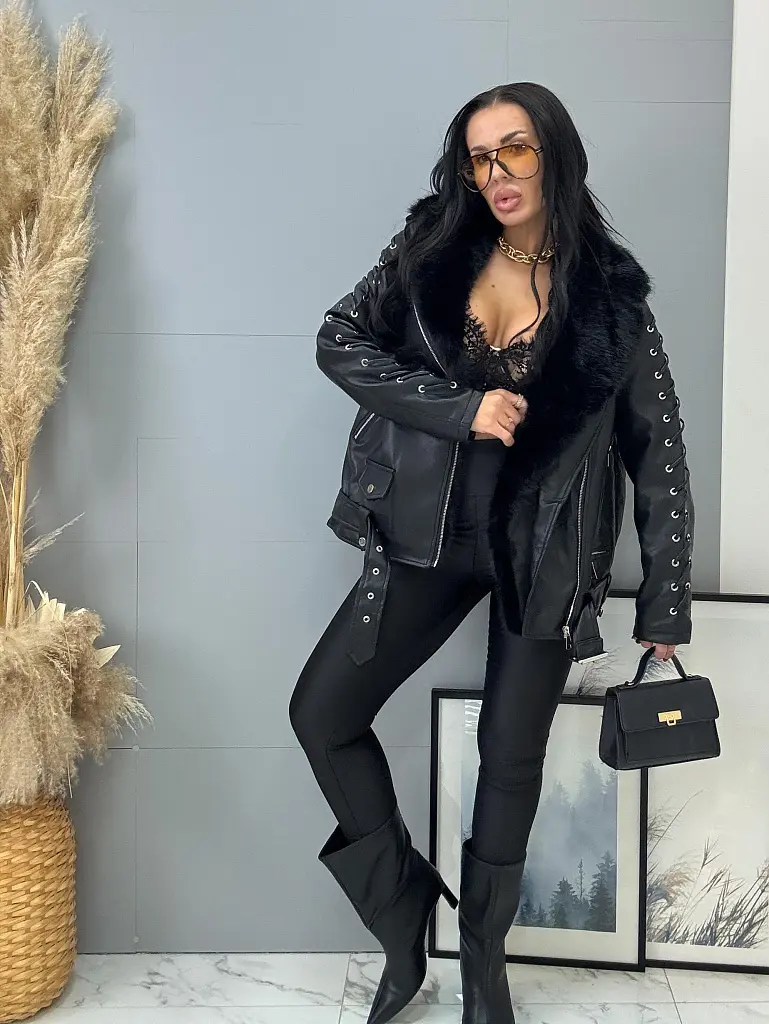 Kožená bunda s kožušinou MARINI