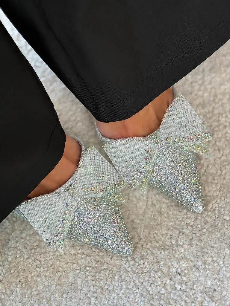 Lodičky s mašľou zdobené kamienkami LIBERTY