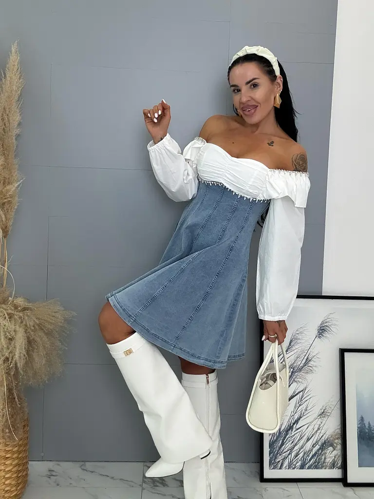 Denim šaty zdobené kamienkami LERRYS - next