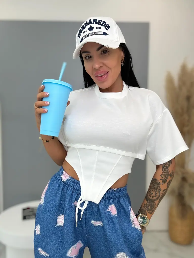 White crop top na viazenie BESIMA - next