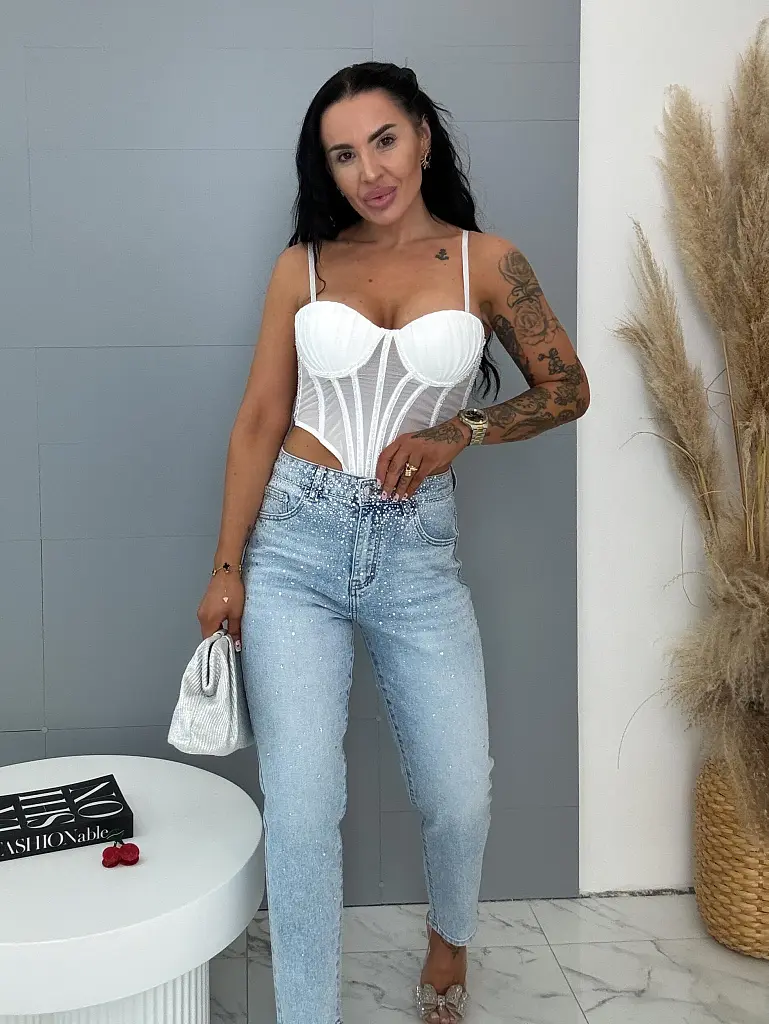 High Waist úplne extra rifle zdobené kamienkami  - next