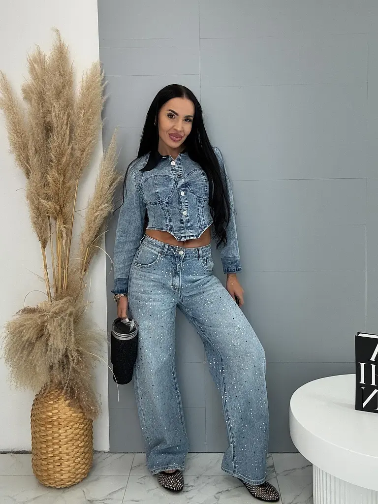 Vysokopásové wide leg rifle s kamienkami - next