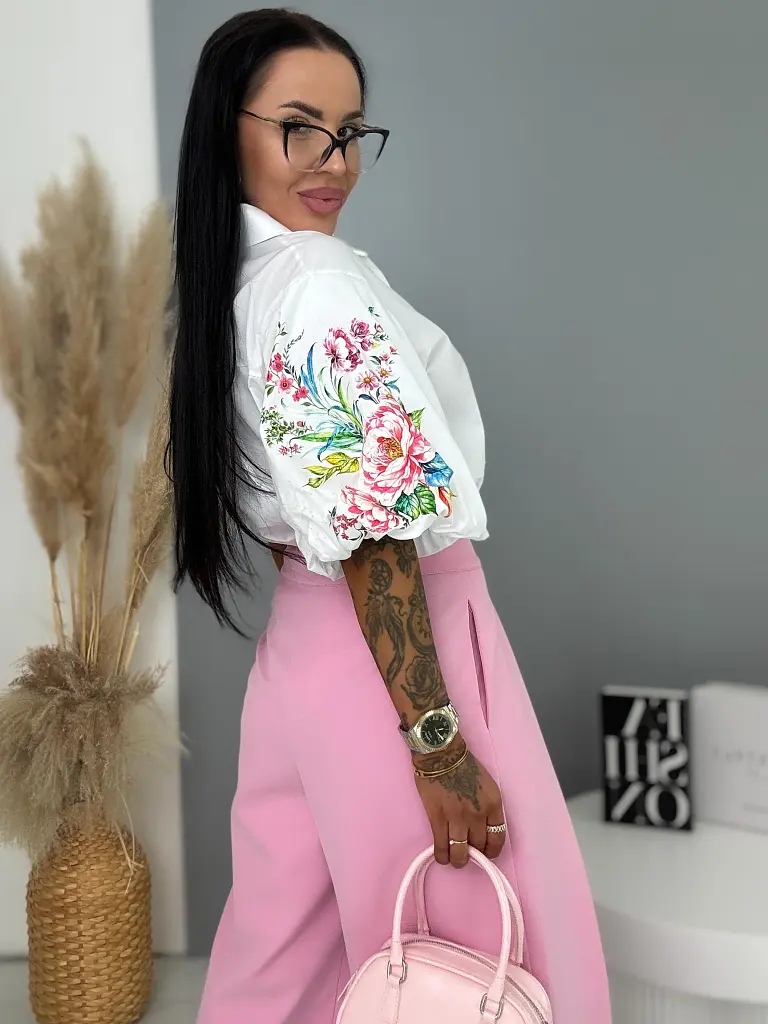 Košeľa s krátkym rukávom s kvetinovým vzorom ALINA