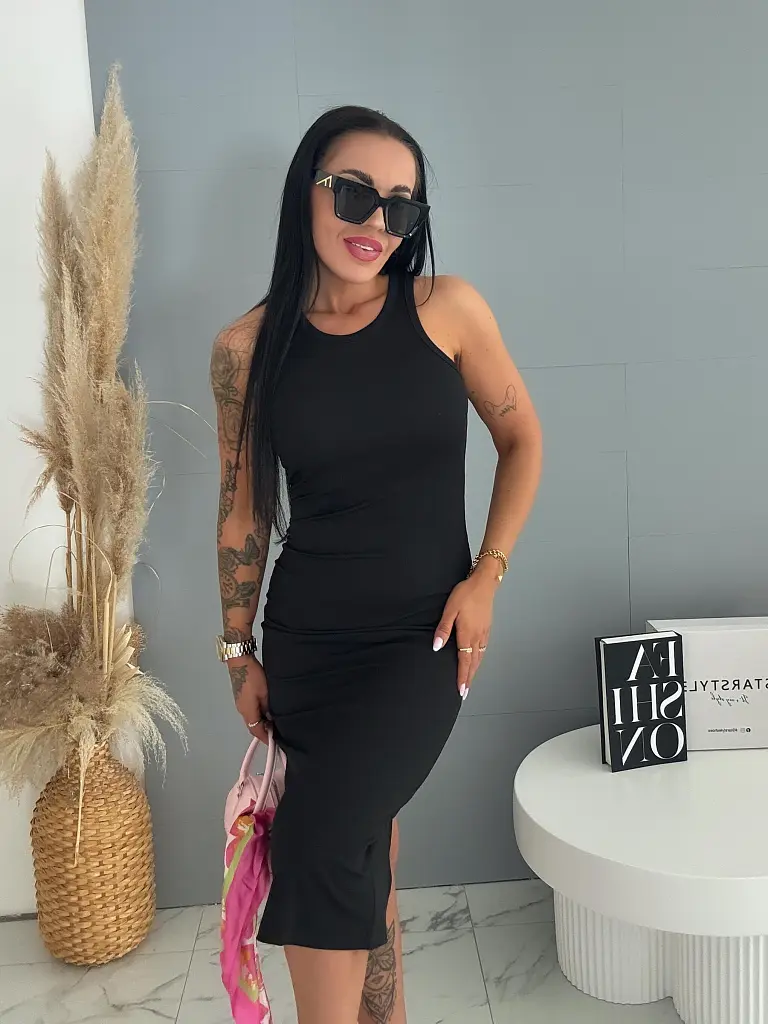 Dlhé šaty z rebrovaného materiálu FITTED