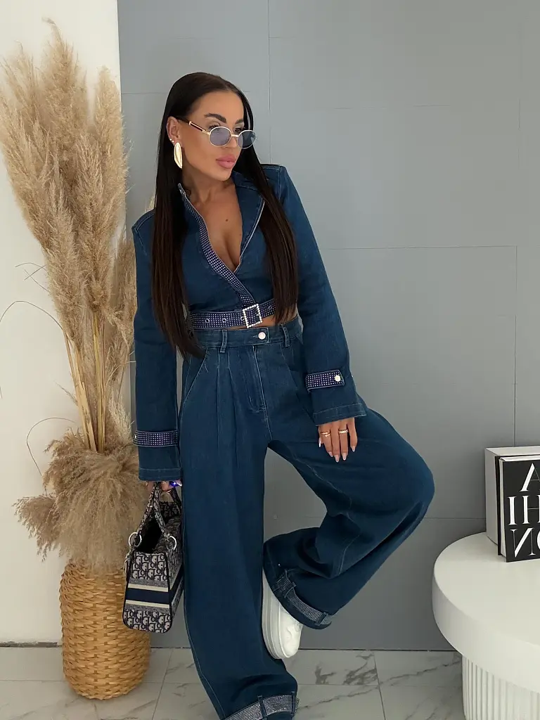 Dvojdielny denim komplet s kamienkami JEWEL - next