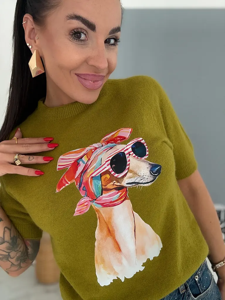 Pulóver s krátkym rukávom a vzorom HUND - next